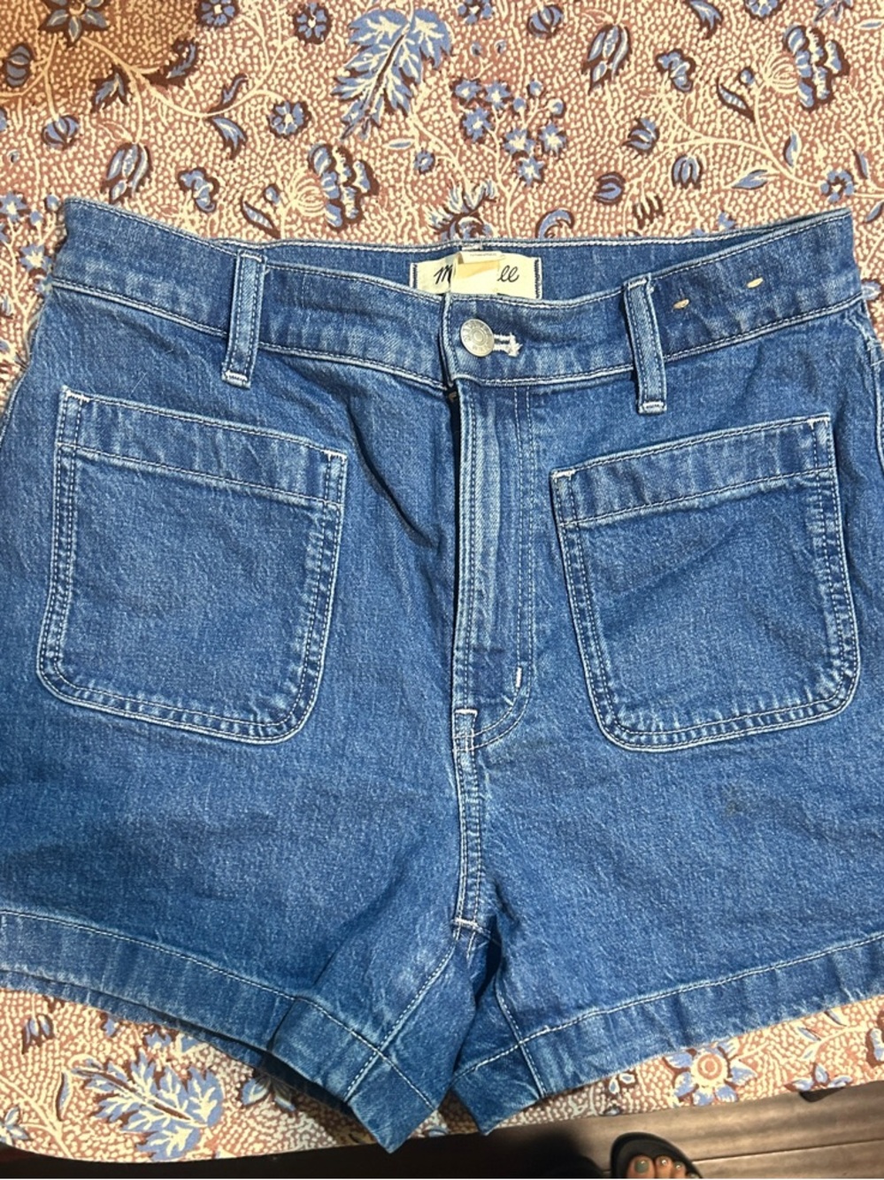 Madewell Blue High-Rise Sailor shorts